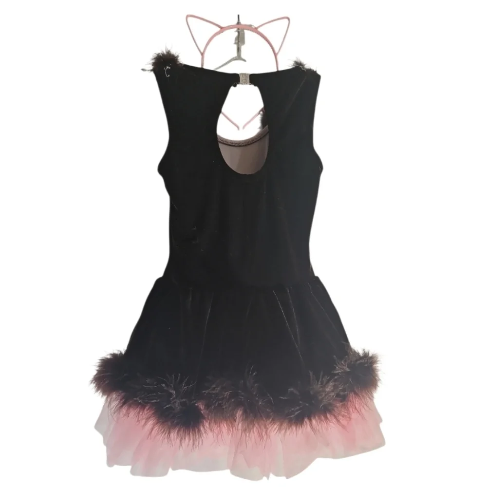 A Wish Come True Brown Pink Kitty Ballet Costume Cat Ears Halloween M Child 8-10